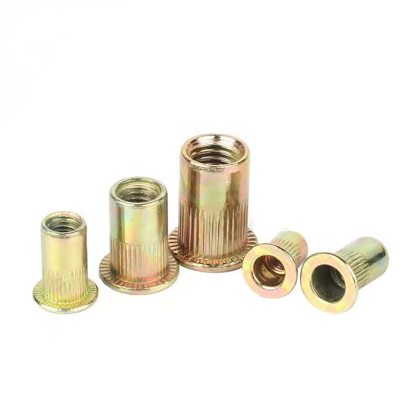 6 flange rivet nut zinc plated knurled threaed insert rivet for sheet metal