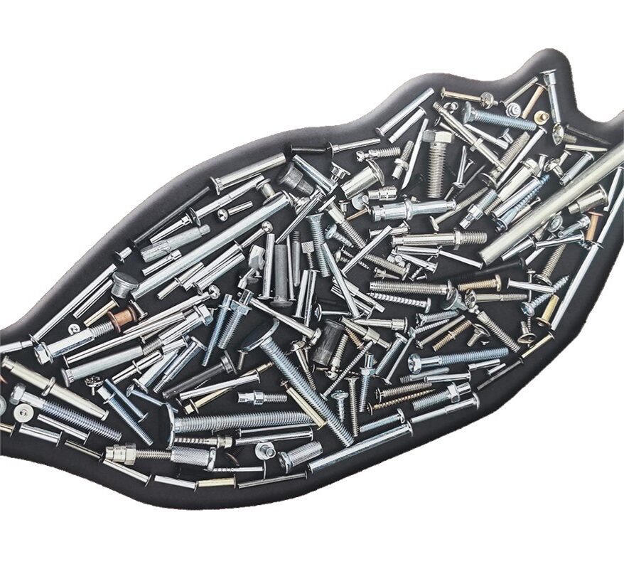 assorted metal fasteners screws and rivets