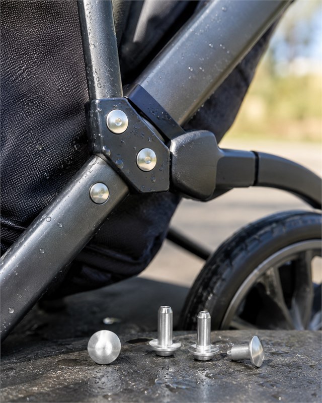 baby stroller fastener rivet and bolt detail